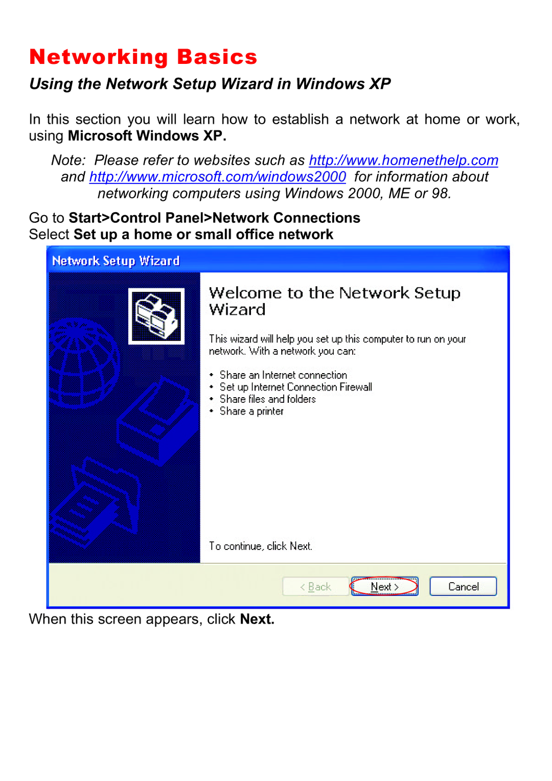 D-Link DI-604 manual Networking Basics, Using the Network Setup Wizard in Windows XP 