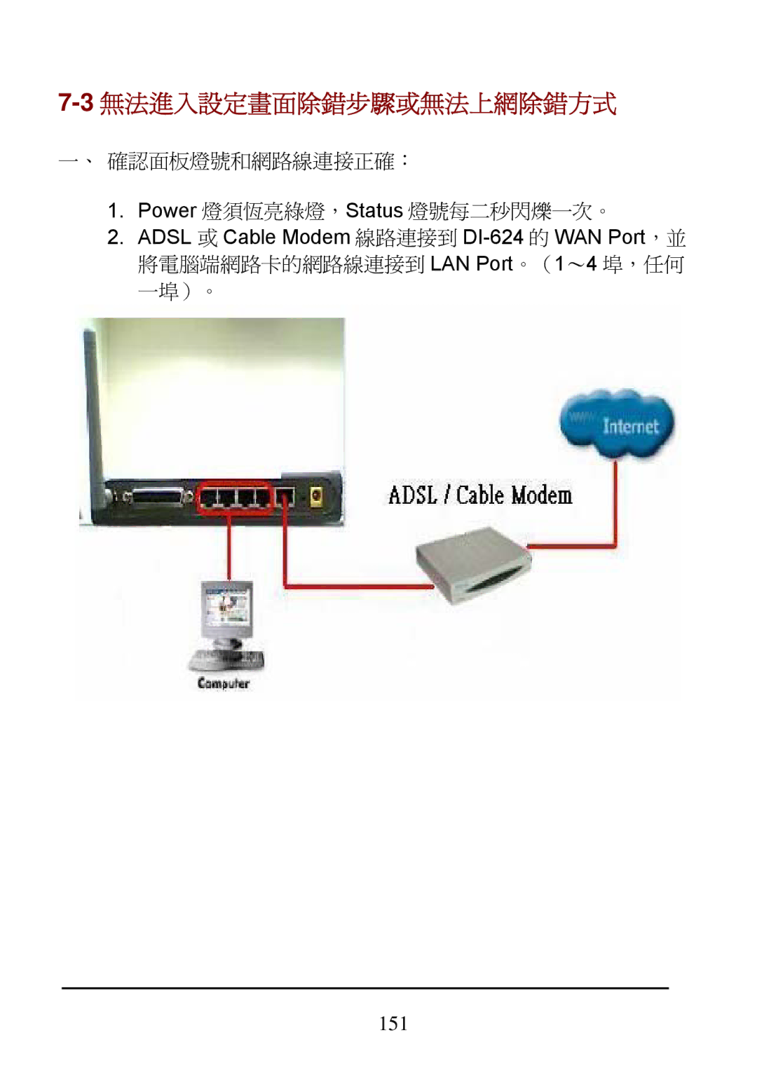 D-Link DI-624 manual 3無法進入設定畫面除錯步驟或無法上網除錯方式 