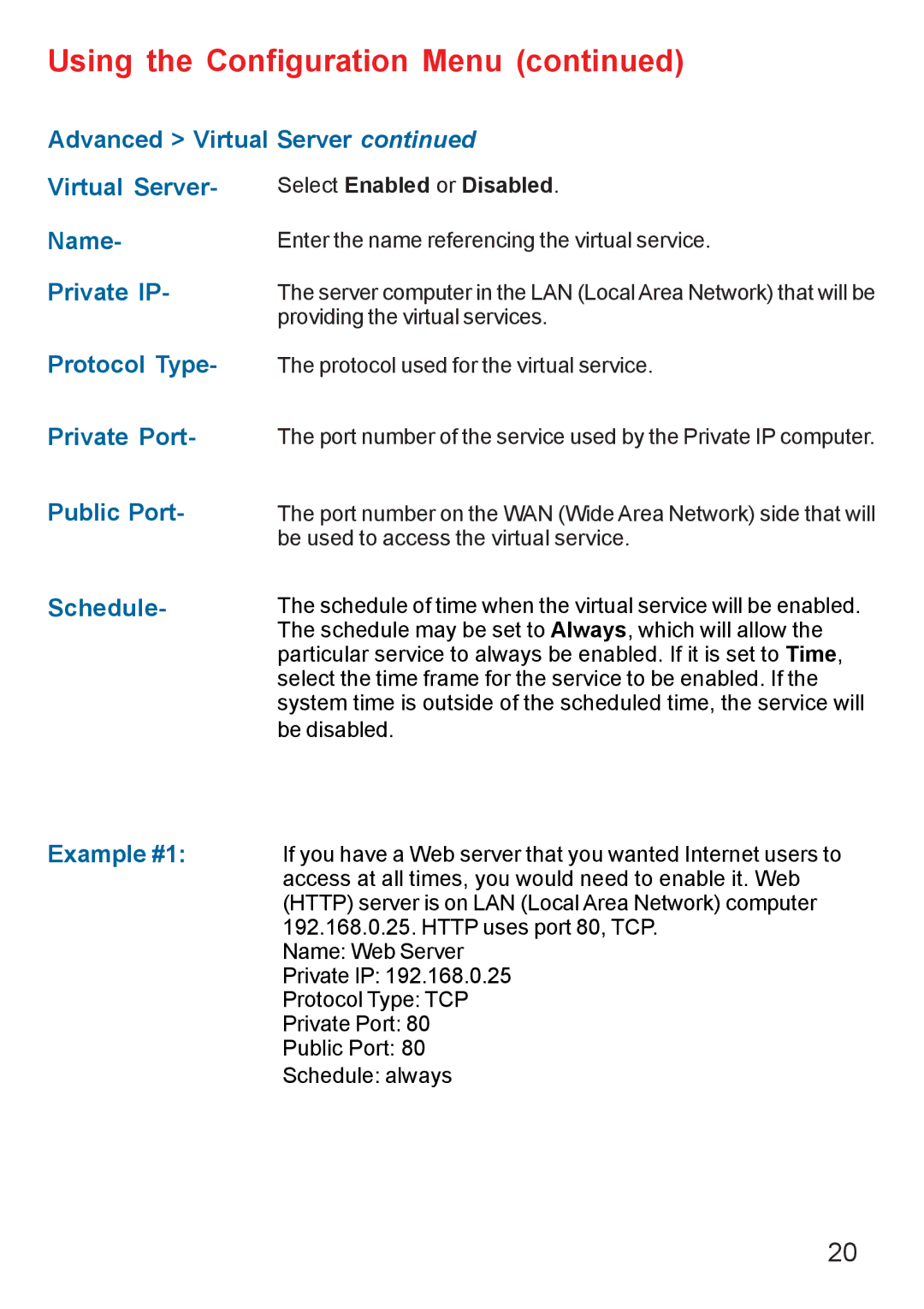 D-Link DI-624 manual Using the Configuration Menu 