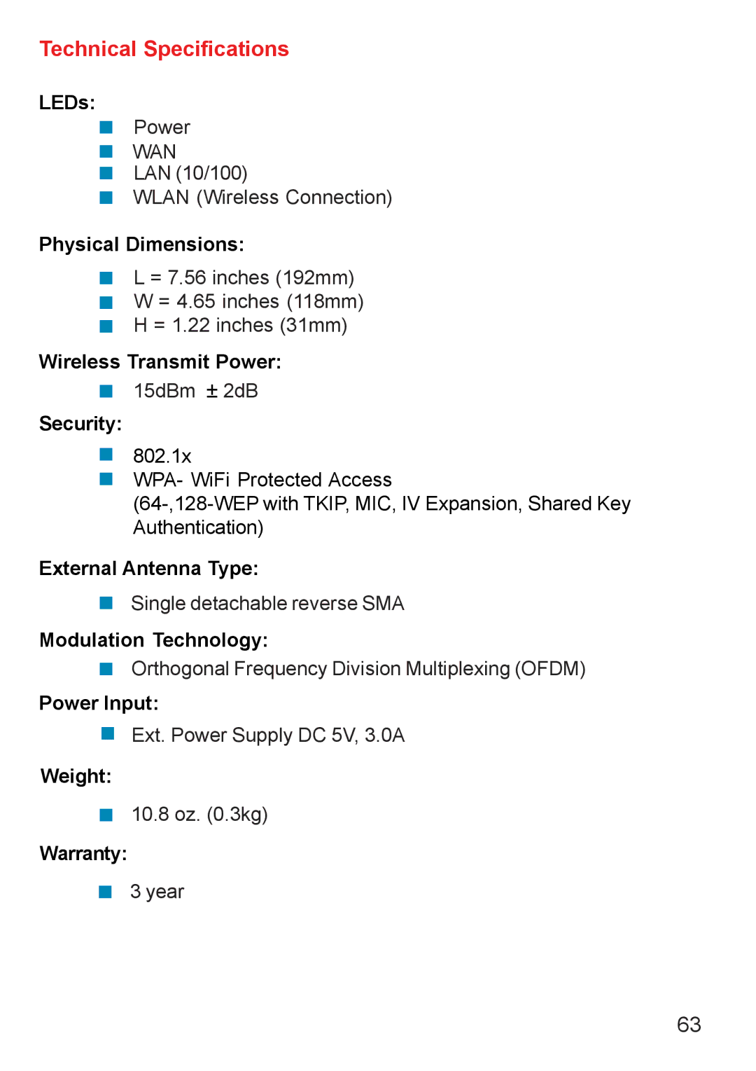 D-Link DI-624 manual Technical Specifications 