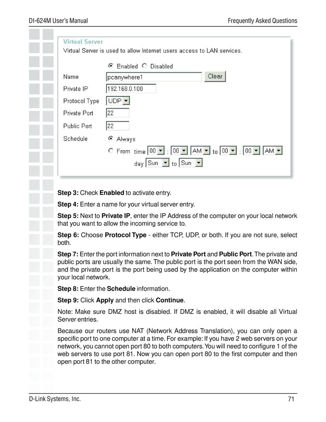 D-Link DI-624M manual Click Apply and then click Continue 