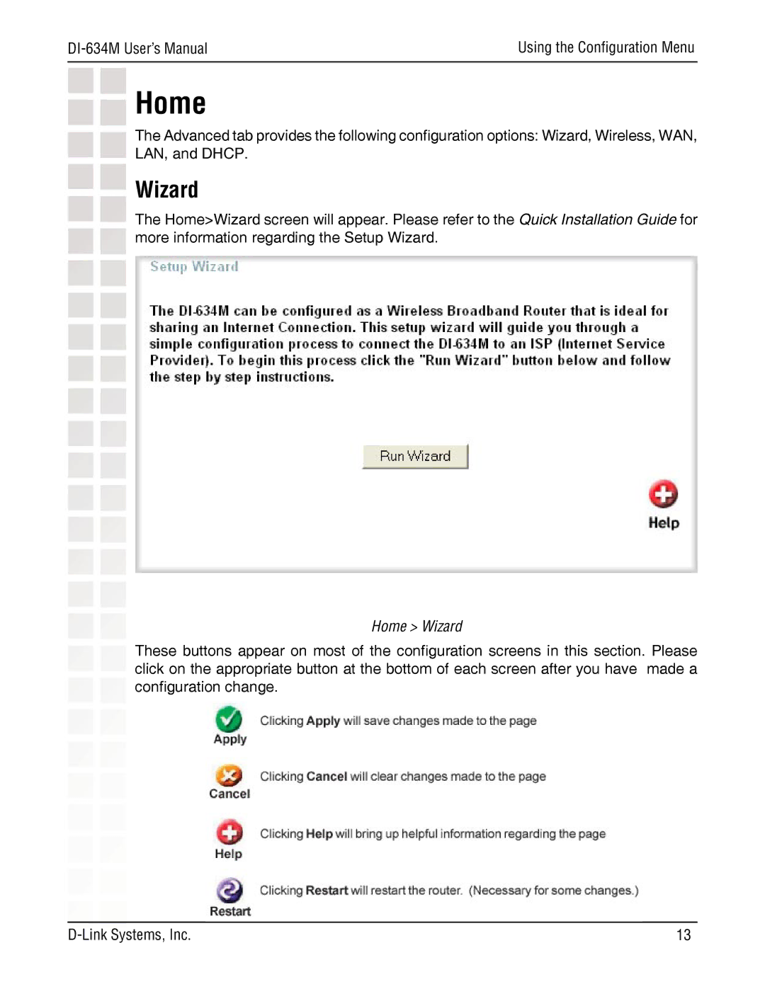D-Link DI-634M manual Home Wizard 