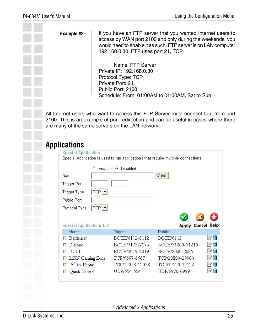 D-Link DI-634M manual Applications, Example #2 