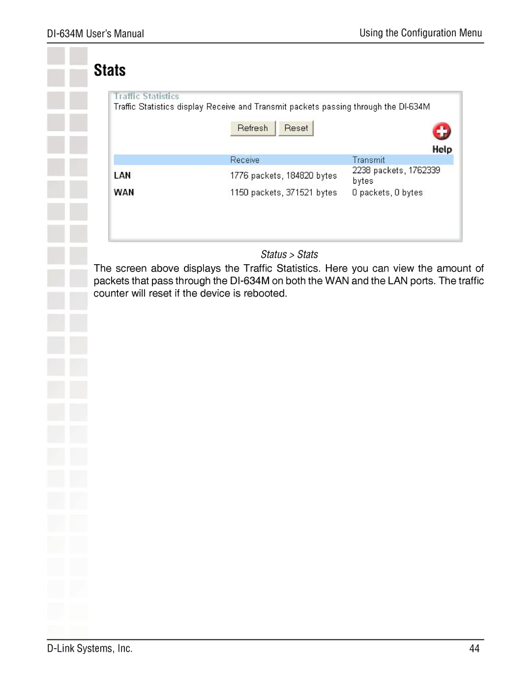 D-Link DI-634M manual Status Stats 