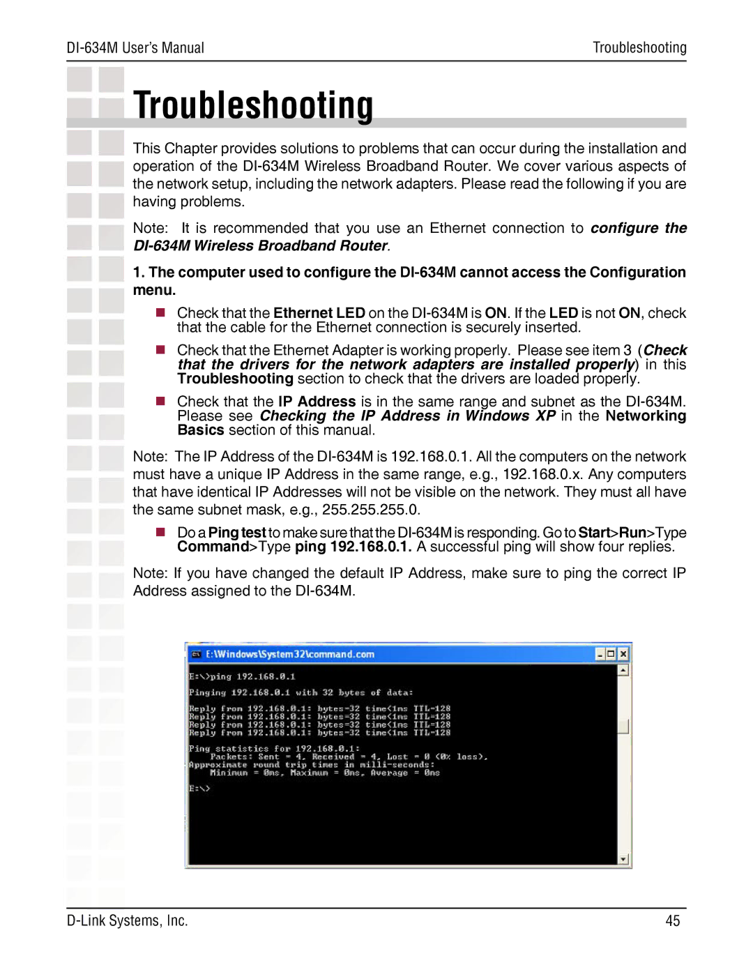 D-Link DI-634M manual Troubleshooting 