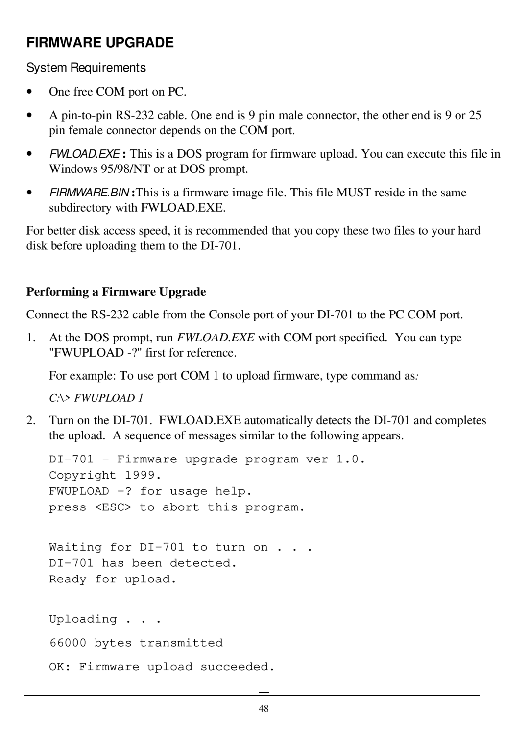 D-Link DI-701 manual System Requirements, Performing a Firmware Upgrade 