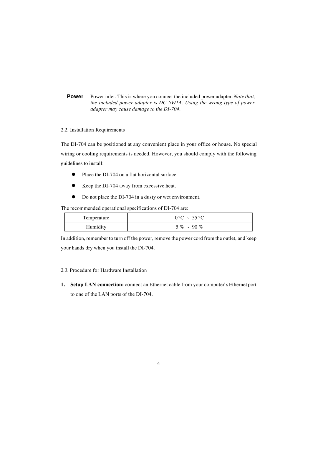 D-Link DI-704 user manual 