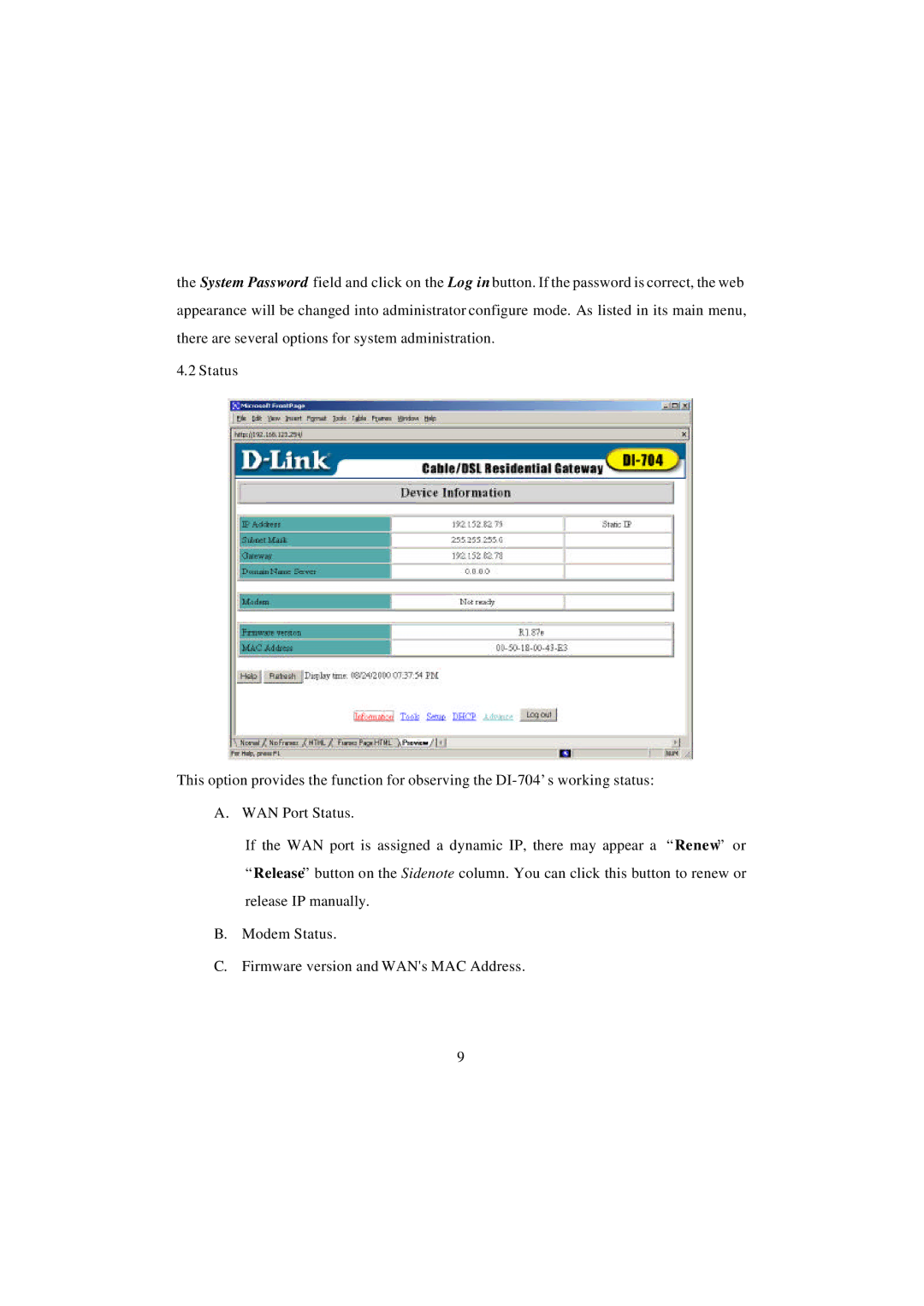 D-Link DI-704 user manual 