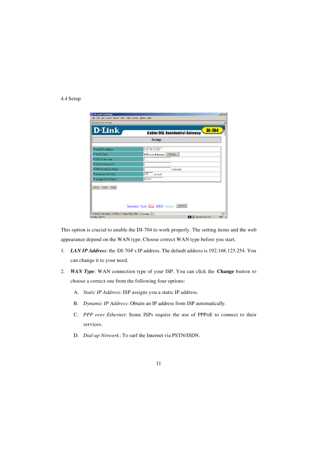 D-Link DI-704 user manual 