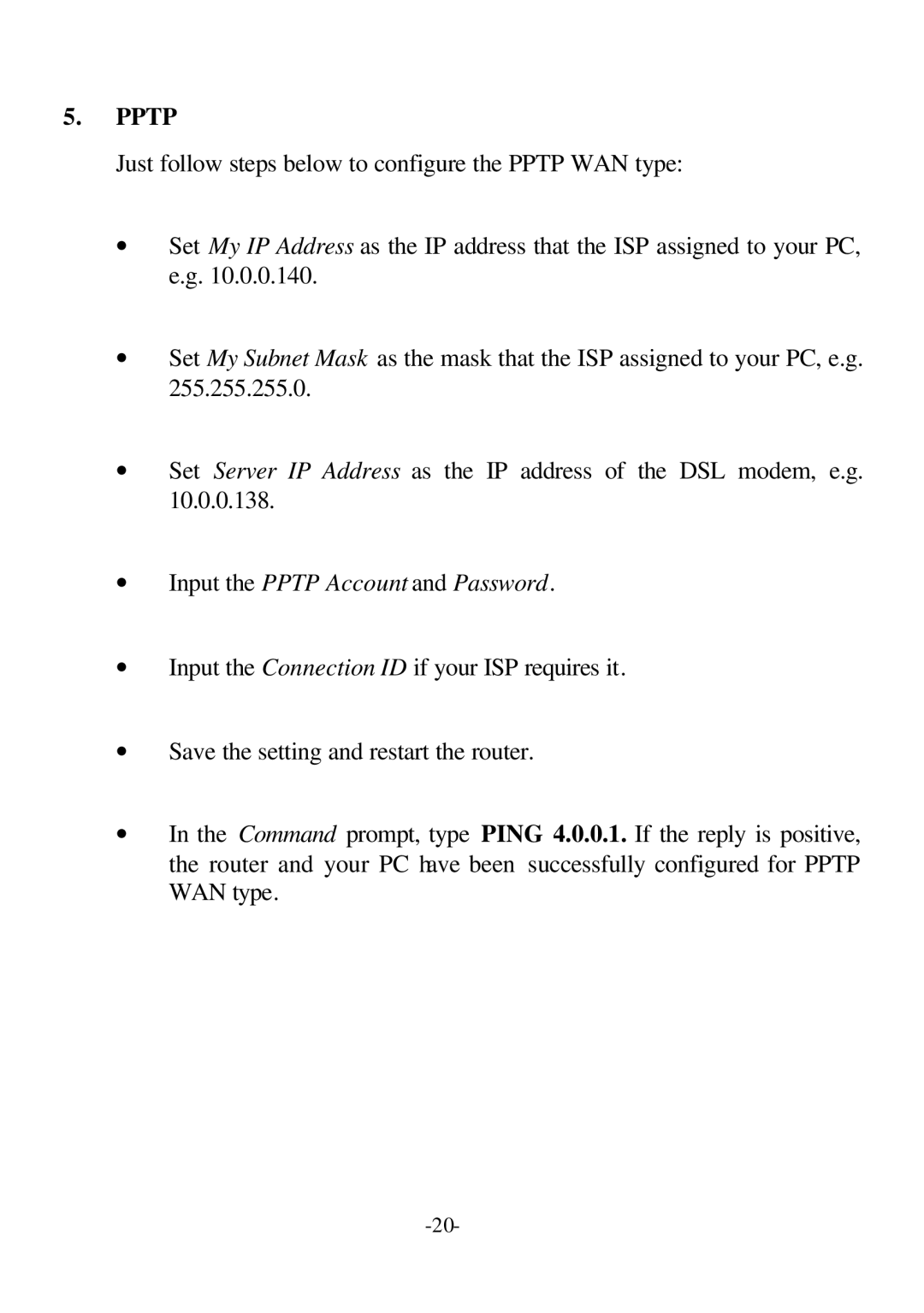 D-Link DI-704P user manual Pptp 