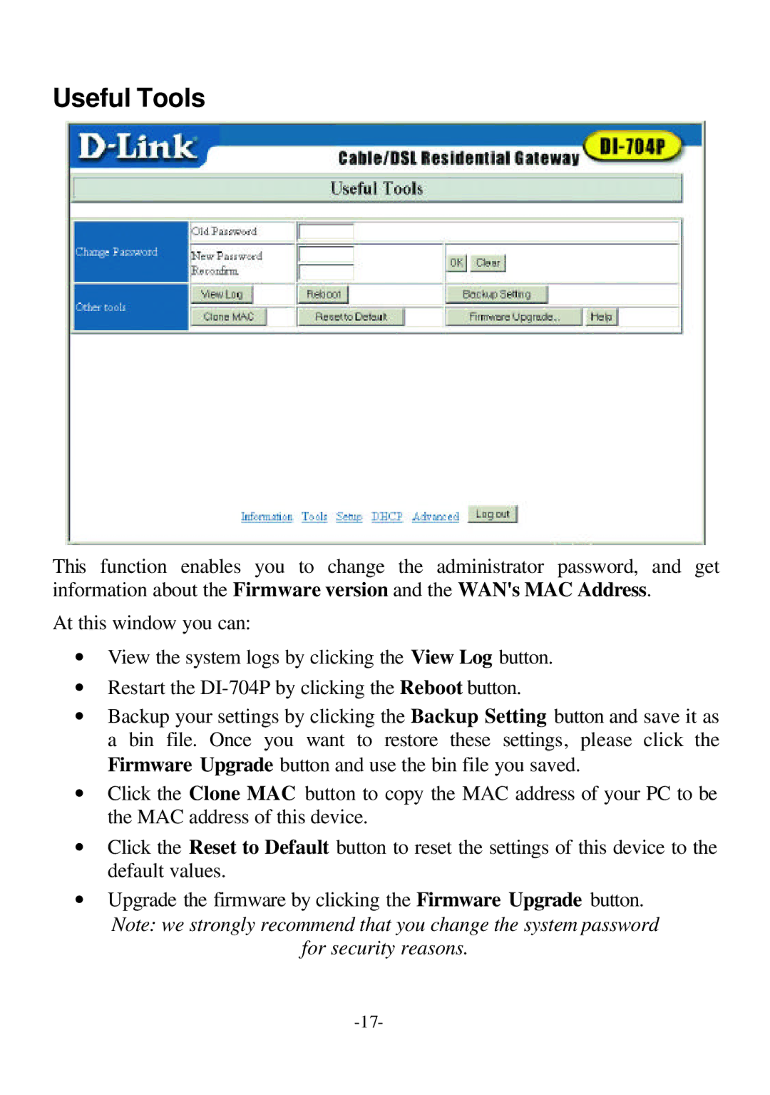 D-Link DI-704P user manual Useful Tools 