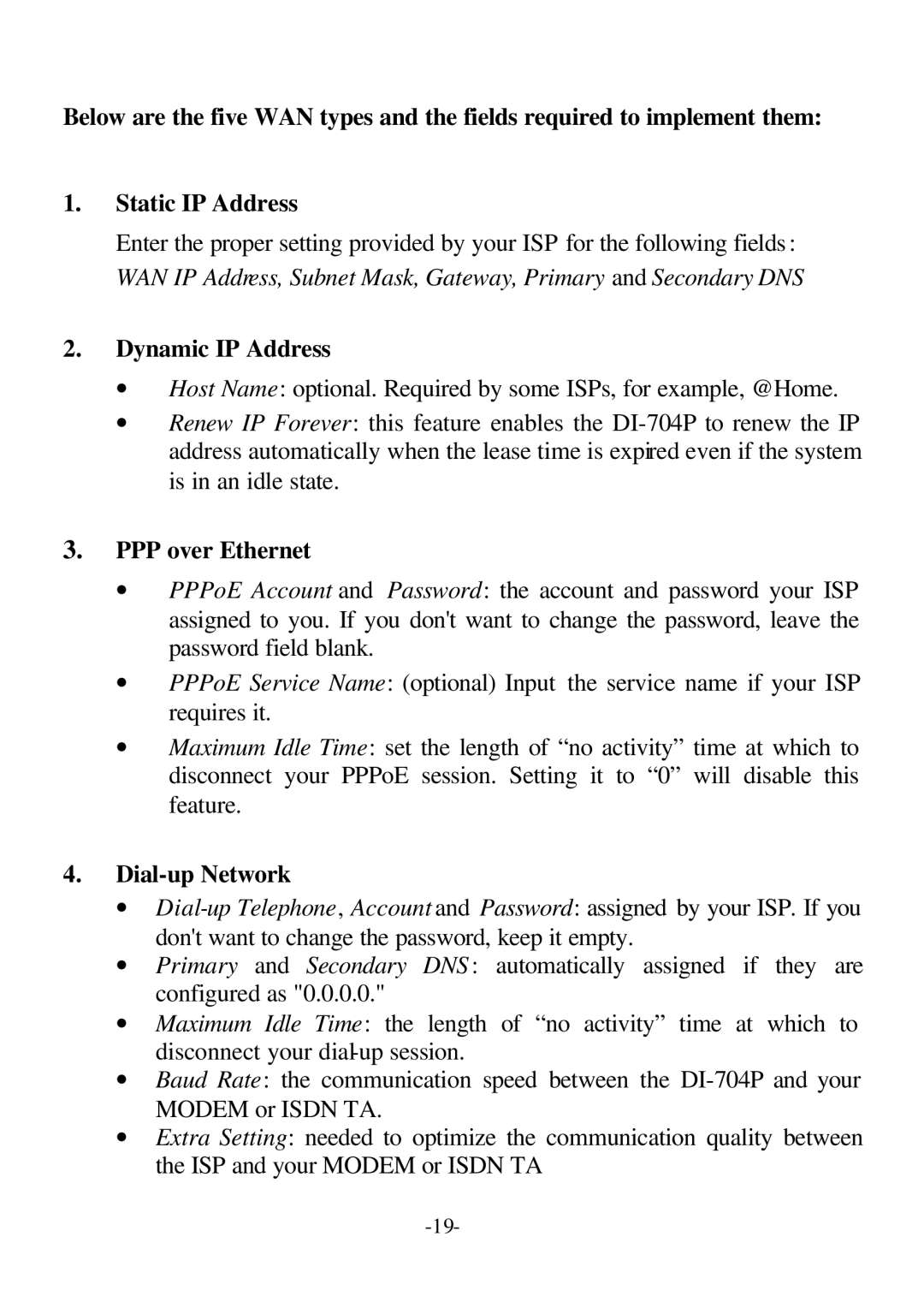 D-Link DI-704P user manual Dynamic IP Address 