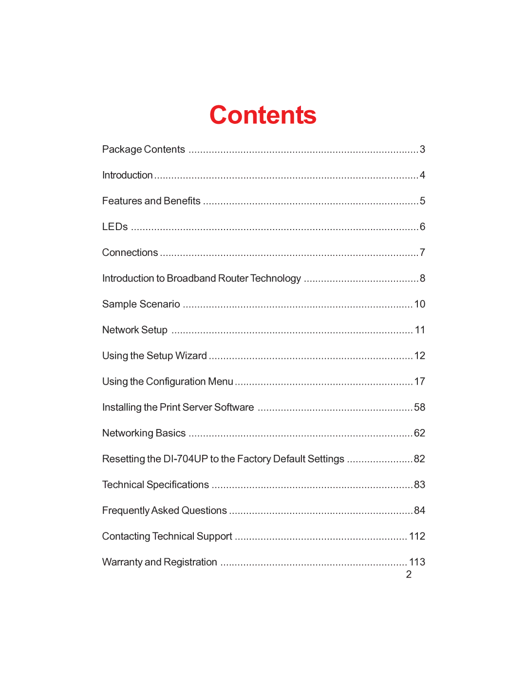 D-Link DI-704UP manual Contents 