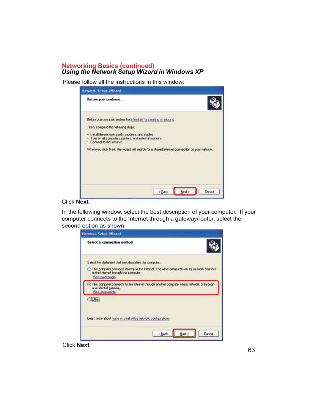 D-Link DI-704UP manual Using the Network Setup Wizard in Windows XP 