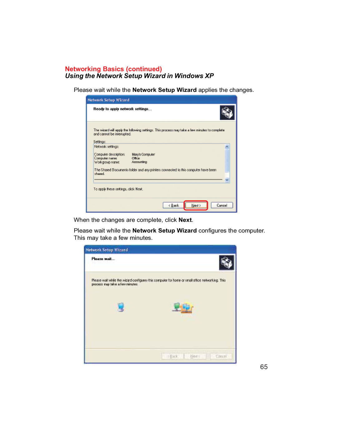 D-Link DI-704UP manual Using the Network Setup Wizard in Windows XP 