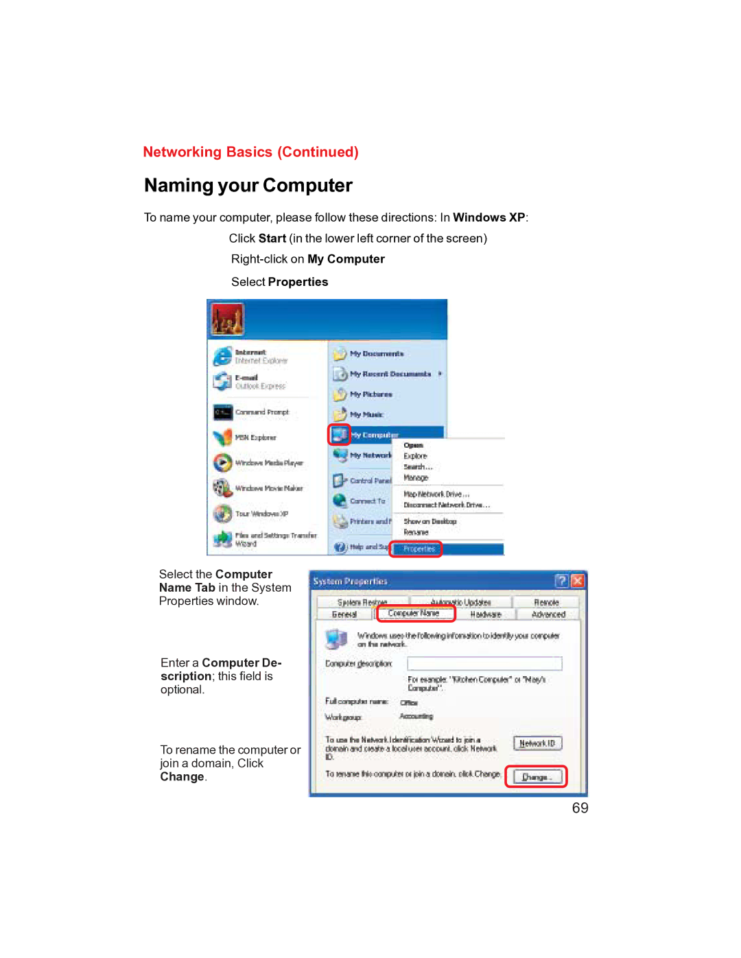 D-Link DI-704UP manual Naming your Computer 