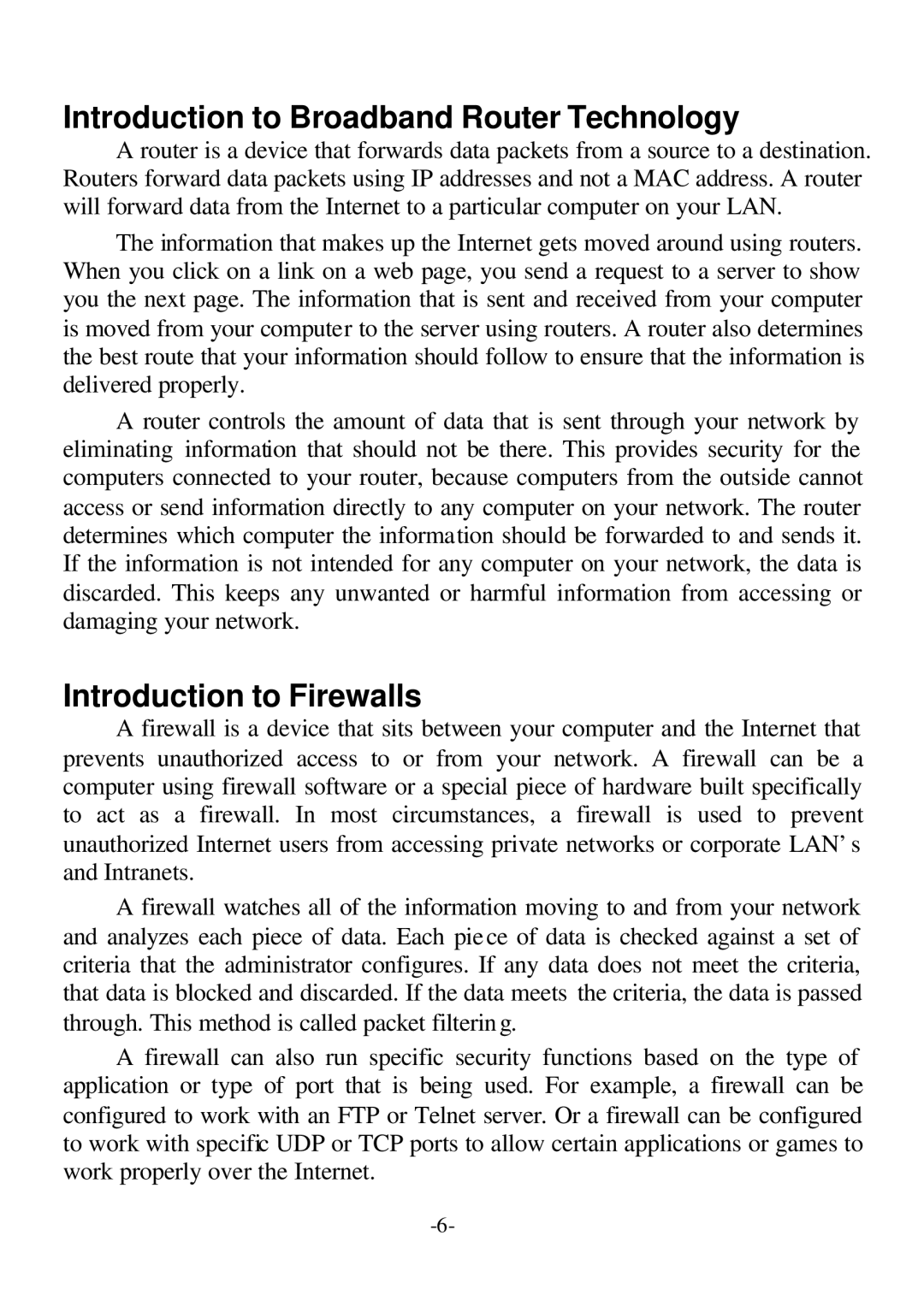 D-Link DI-707P user manual Introduction to Broadband Router Technology, Introduction to Firewalls 