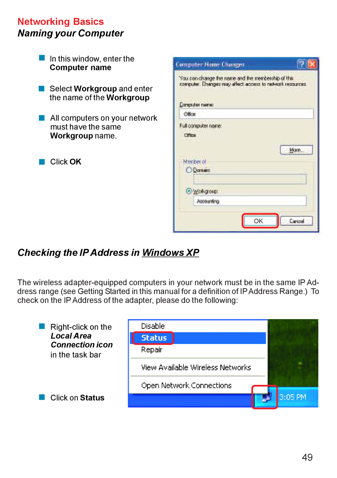 D-Link DI-707PD manual Checking the IP Address in Windows XP, Computer name 