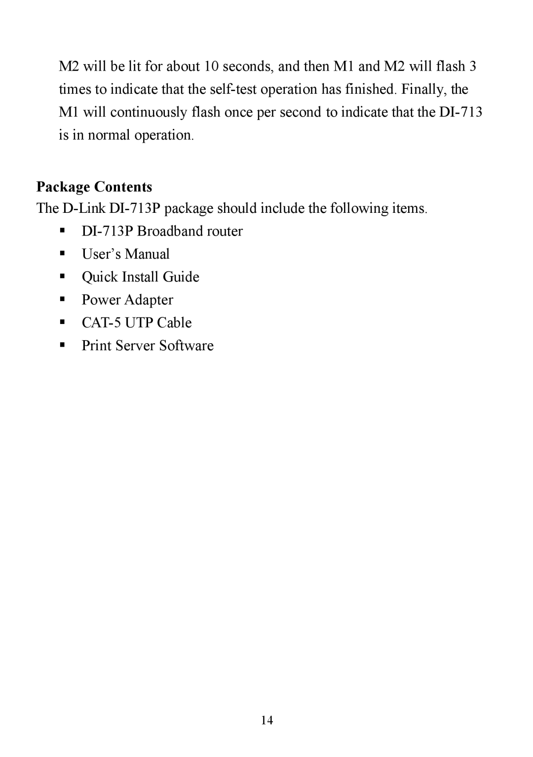 D-Link DI-713P manual Package Contents 