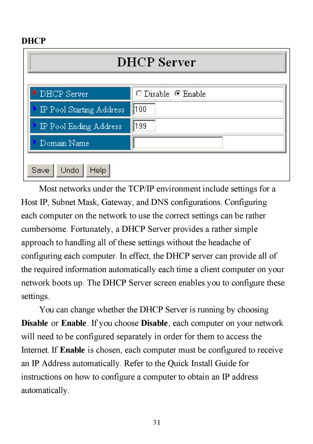 D-Link DI-713P manual Dhcp 