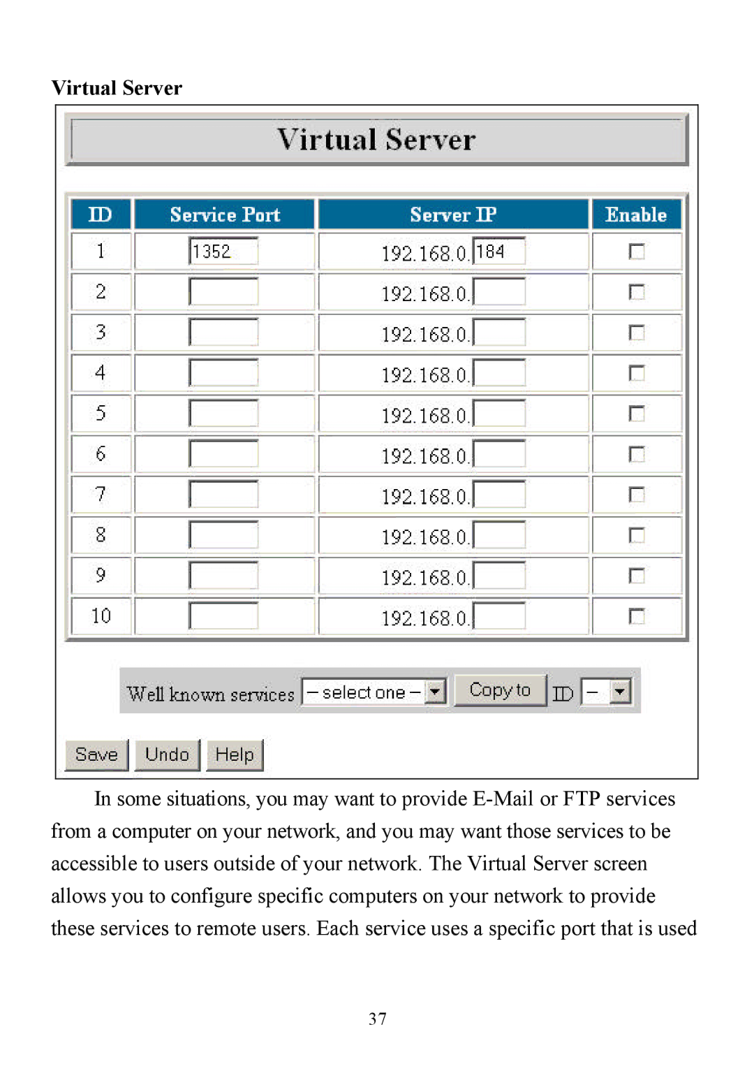 D-Link DI-713P manual Virtual Server 