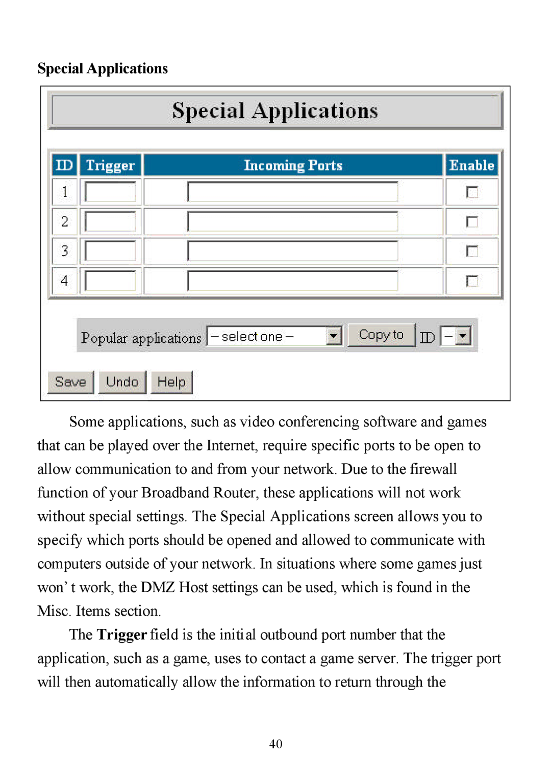 D-Link DI-713P manual Special Applications 