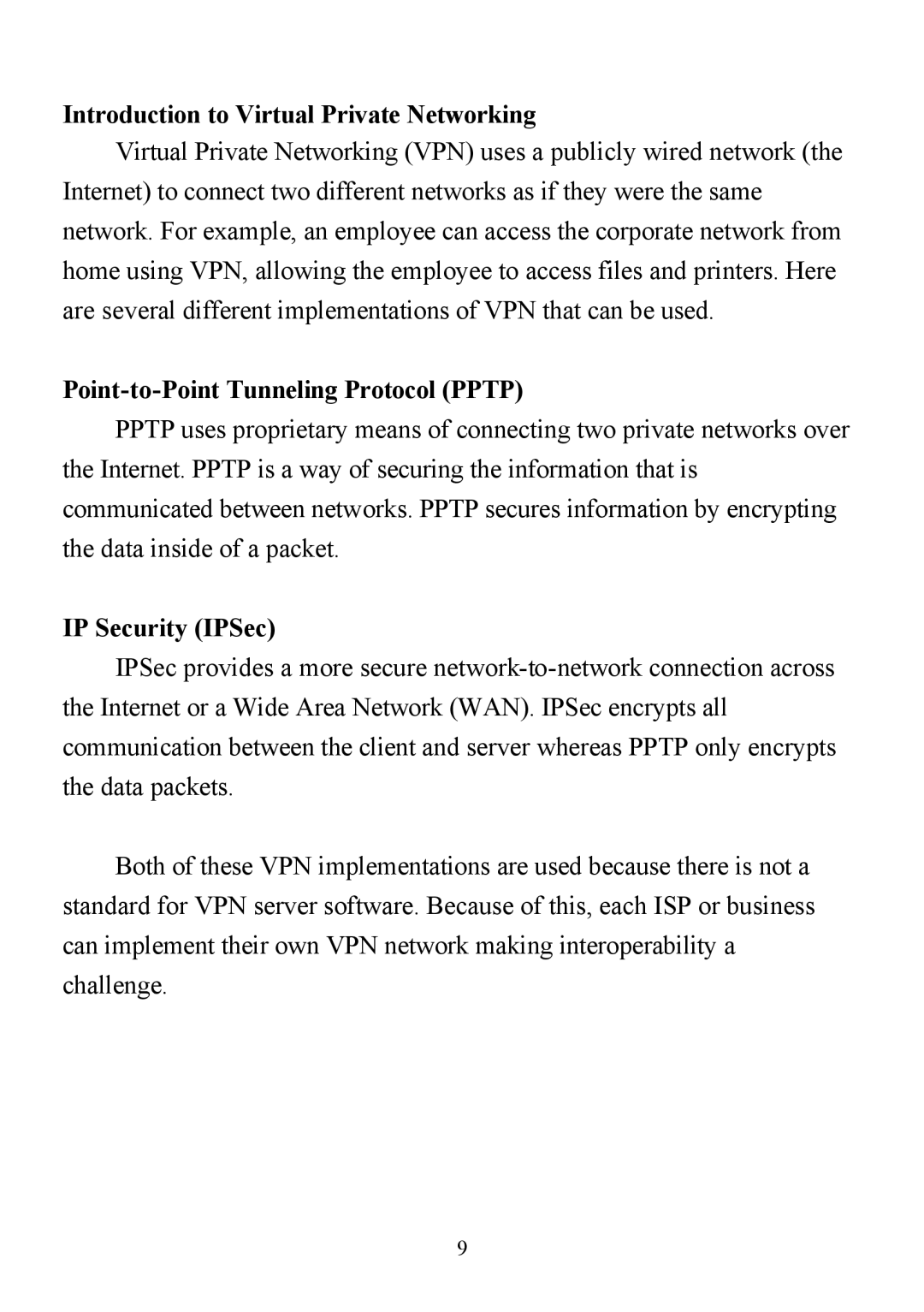 D-Link DI-713P manual Introduction to Virtual Private Networking, Point-to-Point Tunneling Protocol Pptp, IP Security IPSec 