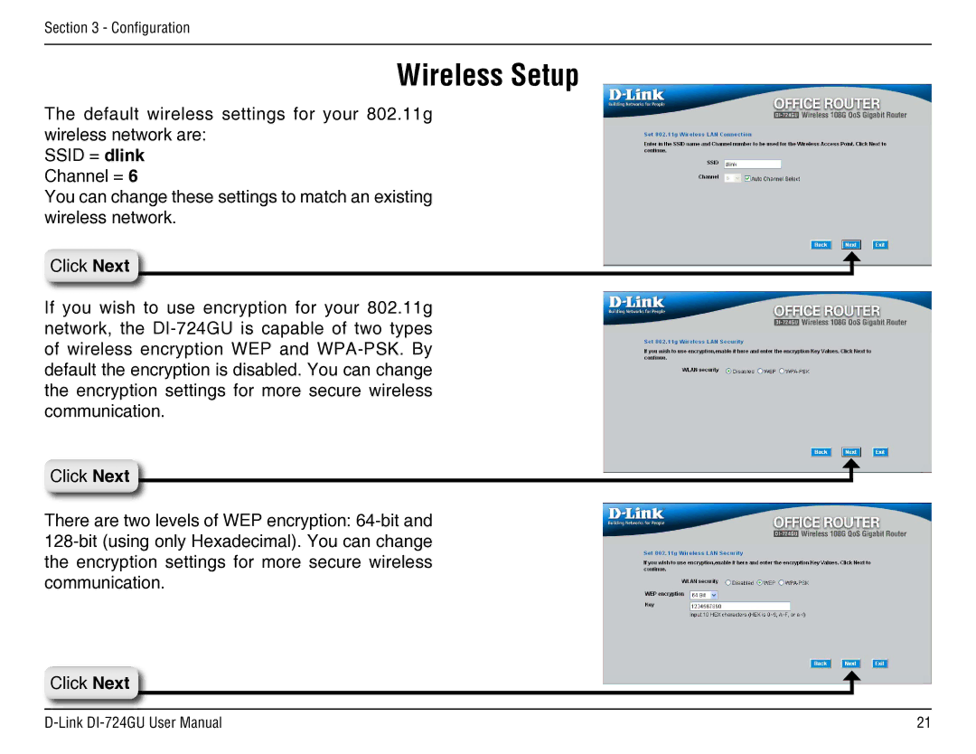 D-Link DI-724GU manual Wireless Setup 