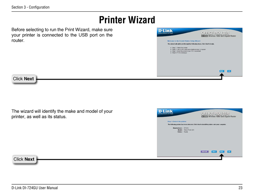 D-Link DI-724GU manual Printer Wizard 