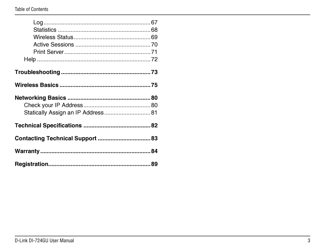 D-Link DI-724GU manual Troubleshooting Wireless Basics Networking Basics, Warranty Registration 