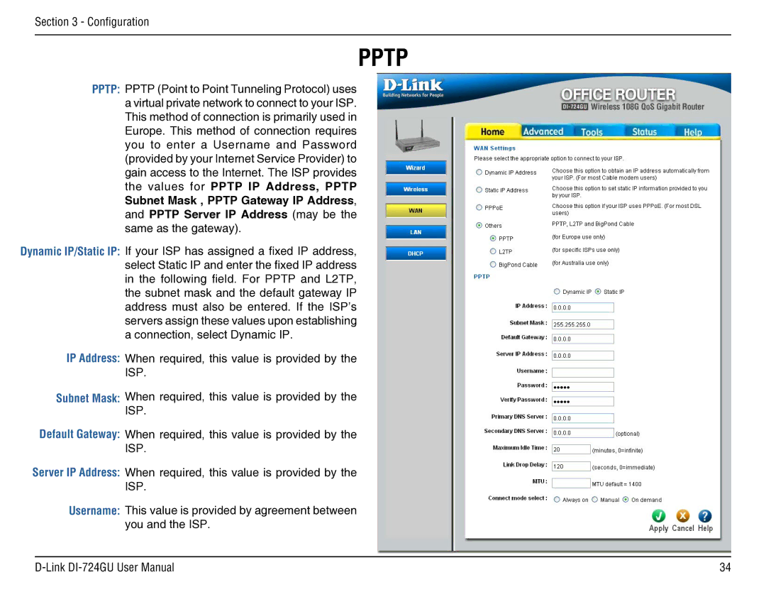 D-Link DI-724GU manual Isp 