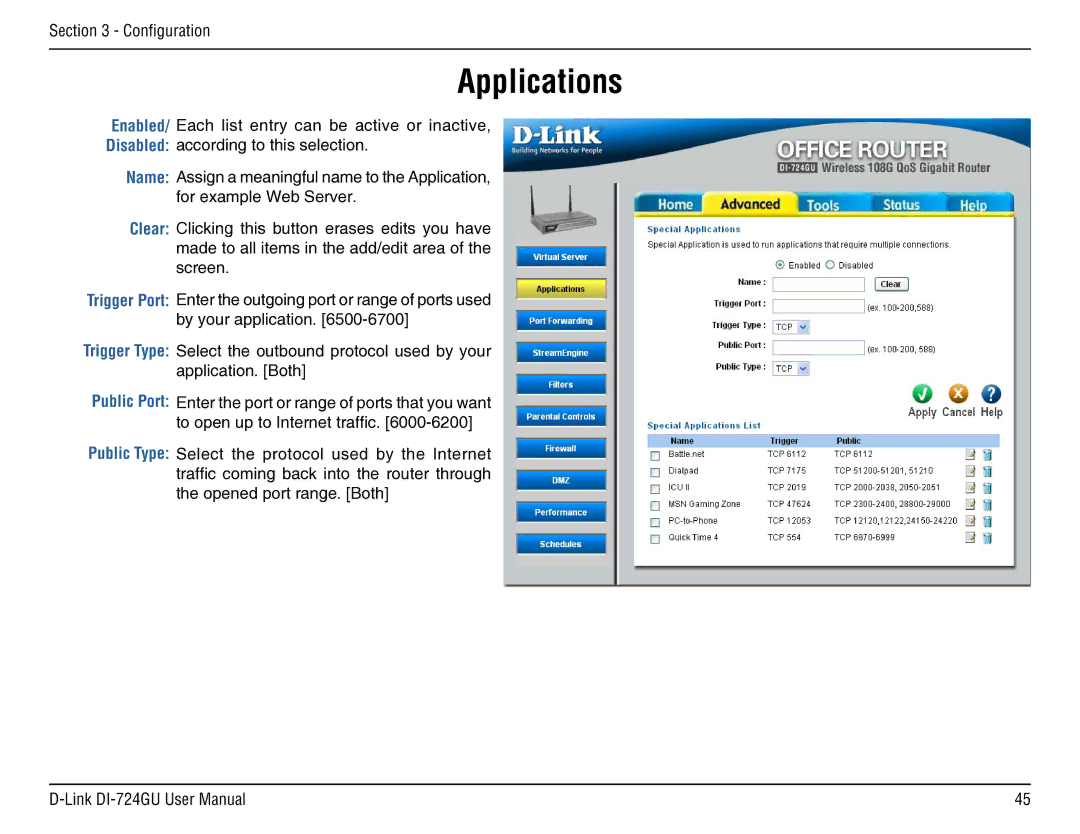 D-Link DI-724GU manual Applications 