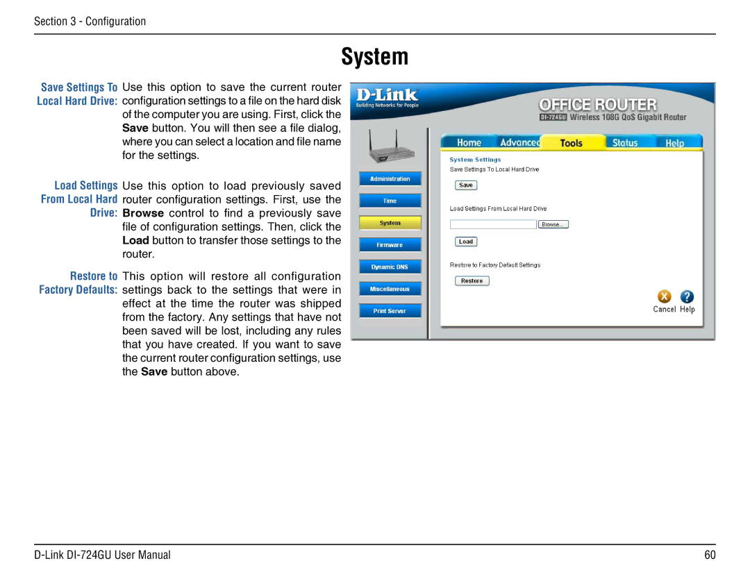 D-Link DI-724GU manual System 