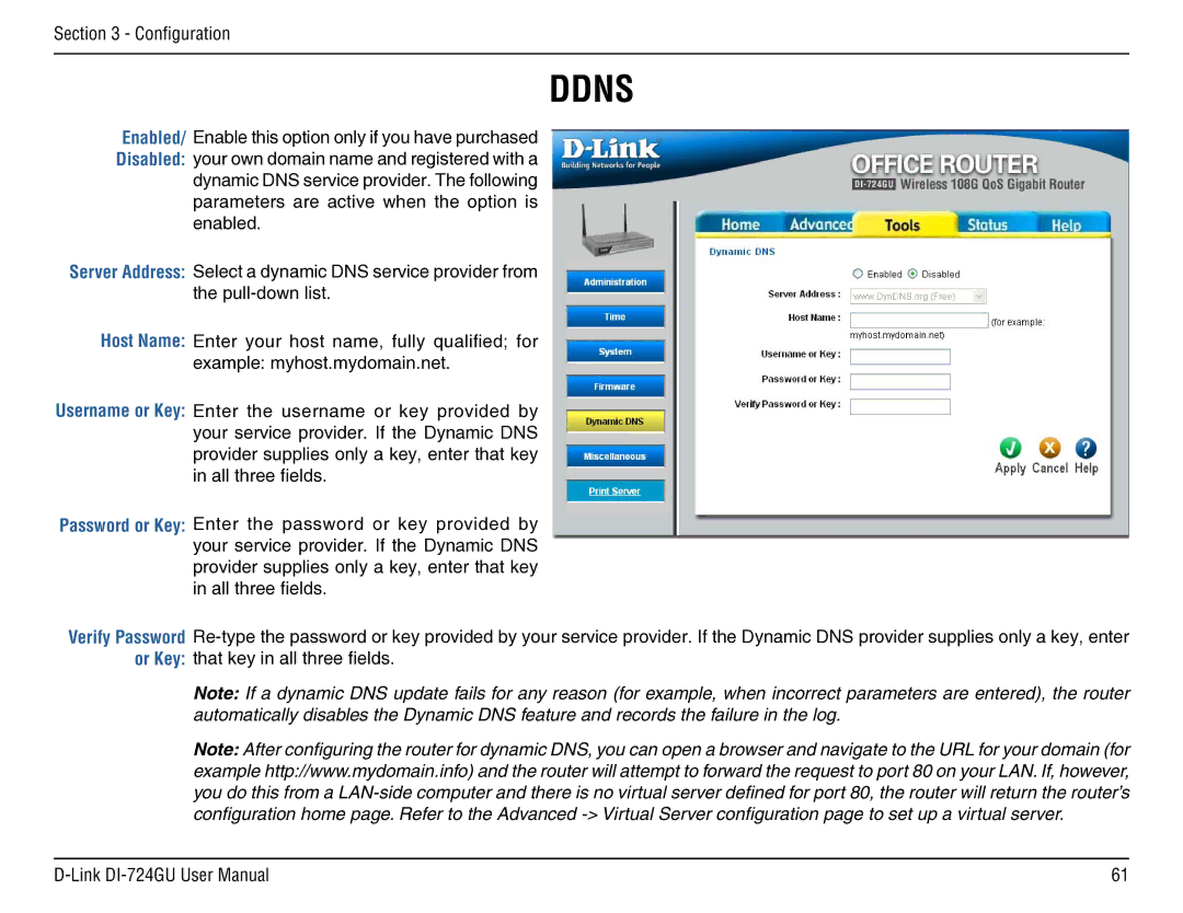 D-Link DI-724GU manual Ddns 