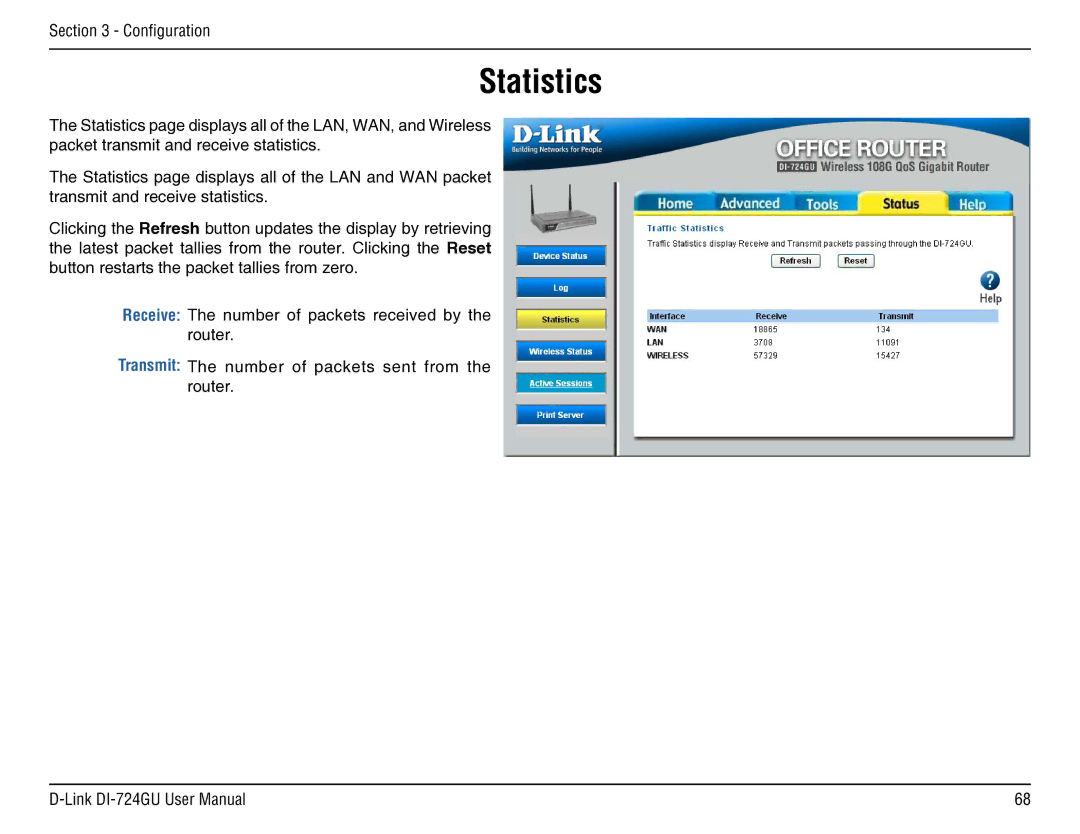 D-Link DI-724GU manual Statistics 