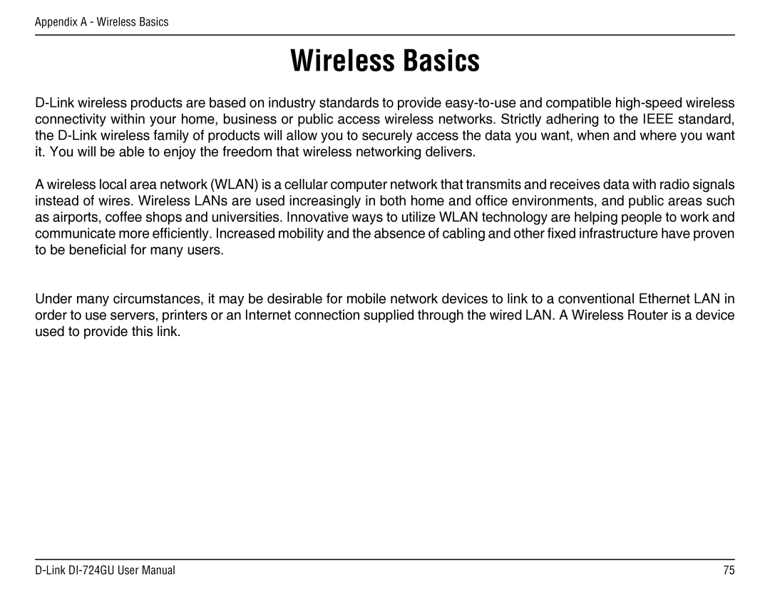 D-Link DI-724GU manual Wireless Basics 