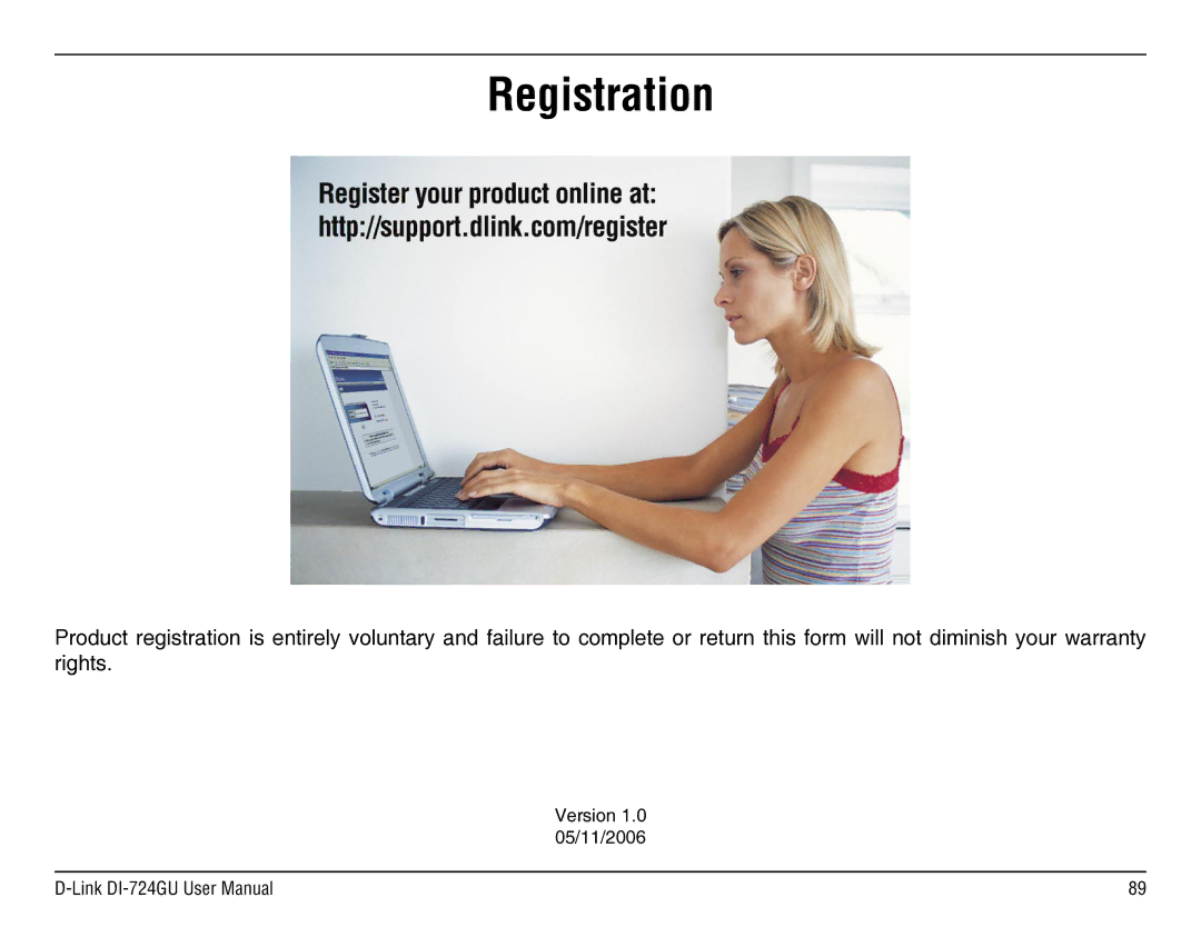 D-Link DI-724GU manual Registration 