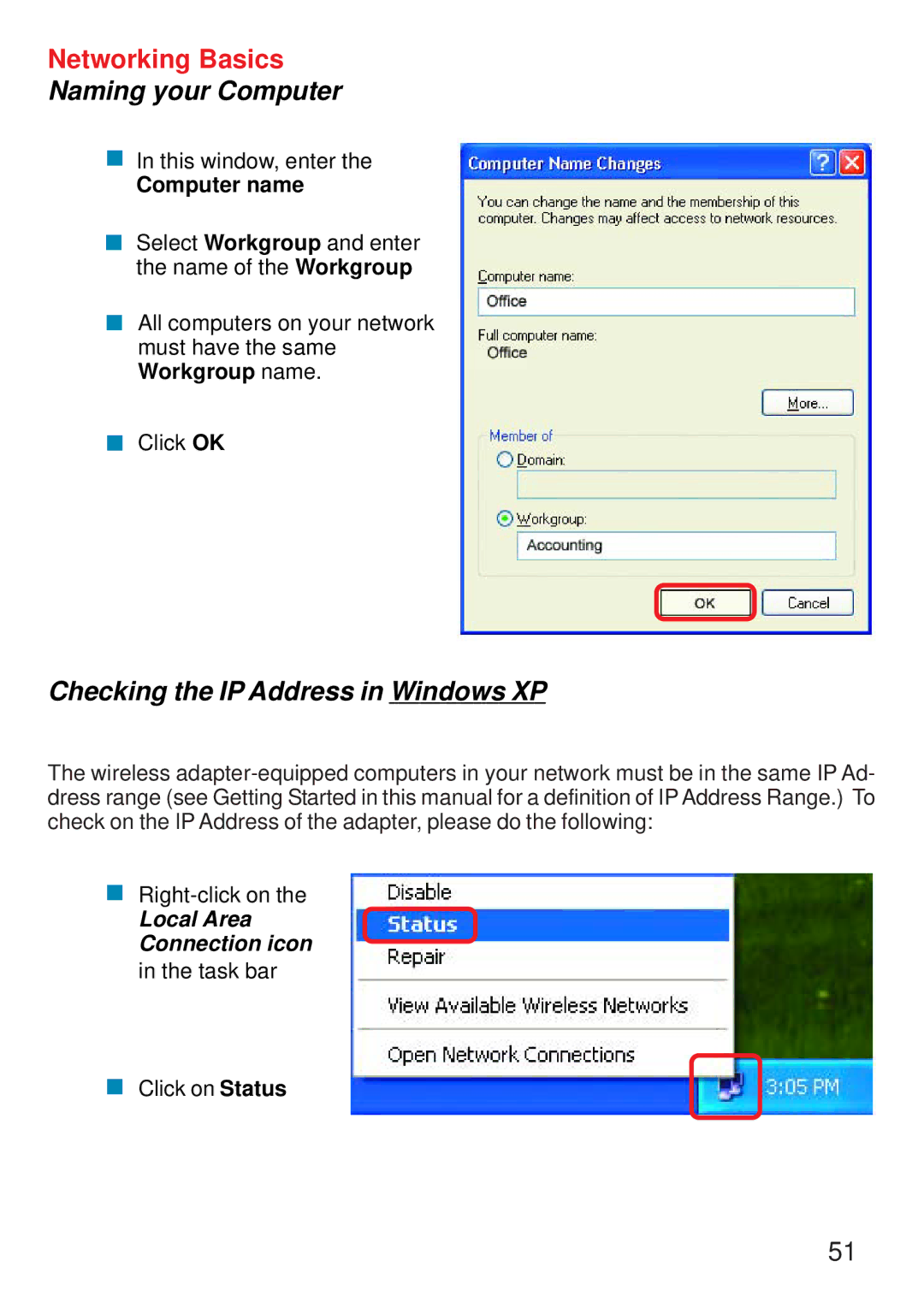 D-Link DI-774 manual Checking the IP Address in Windows XP, Computer name 