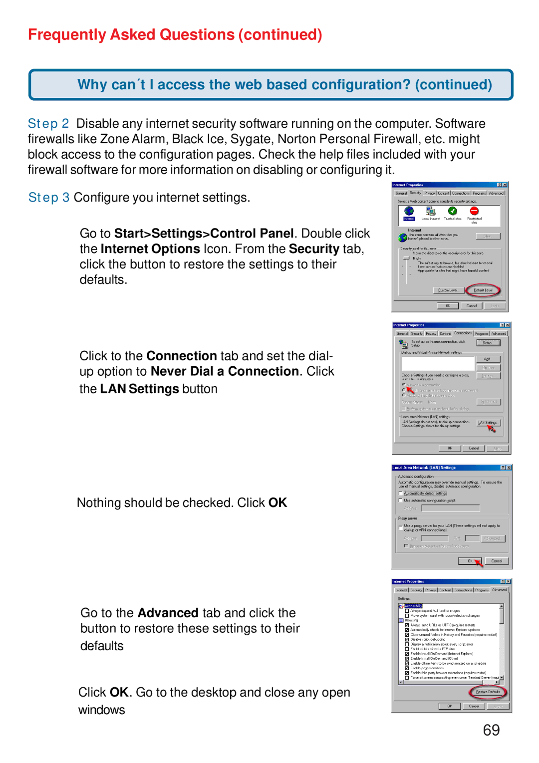 D-Link DI-774 manual LAN Settings button 