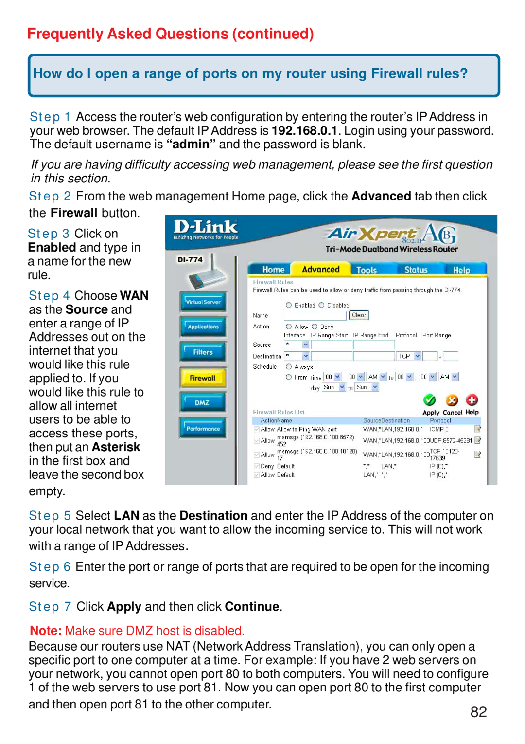 D-Link DI-774 manual Frequently Asked Questions 