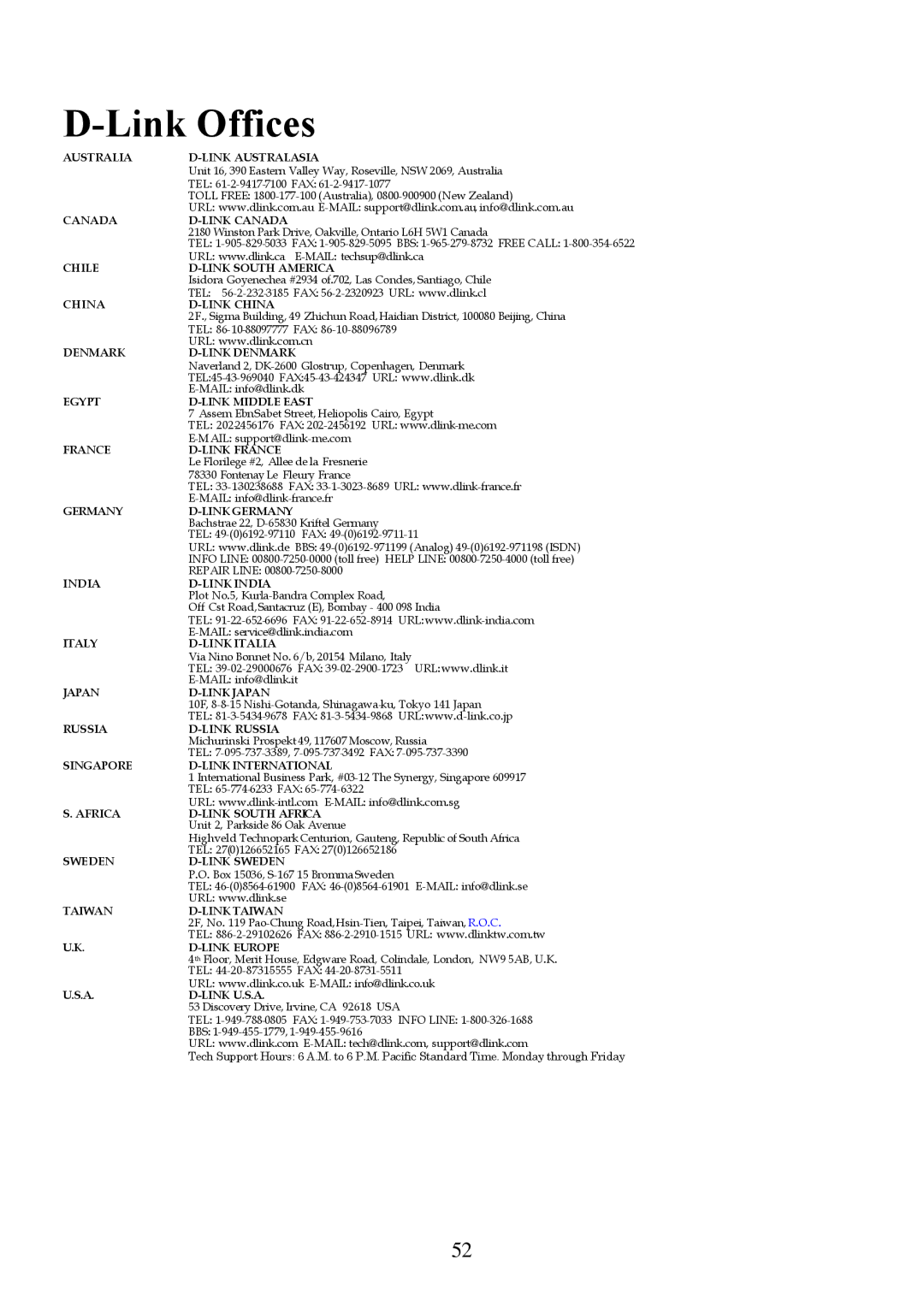 D-Link DI-804 user manual Link Offices, Australia Link Australasia 