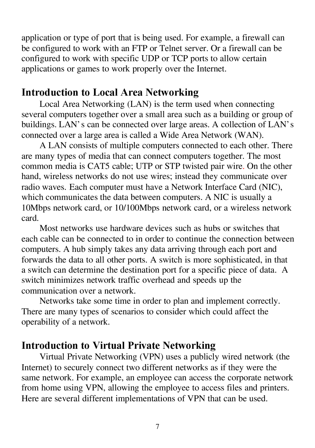 D-Link DI-804 user manual Introduction to Local Area Networking, Introduction to Virtual Private Networking 