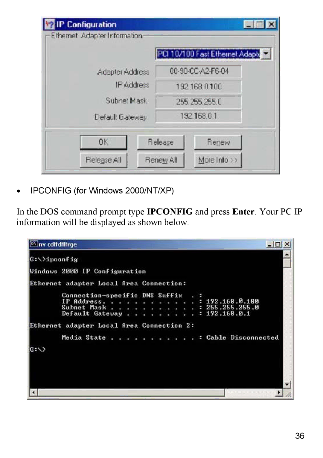 D-Link DI-804V manual Ipconfig for Windows 2000/NT/XP 