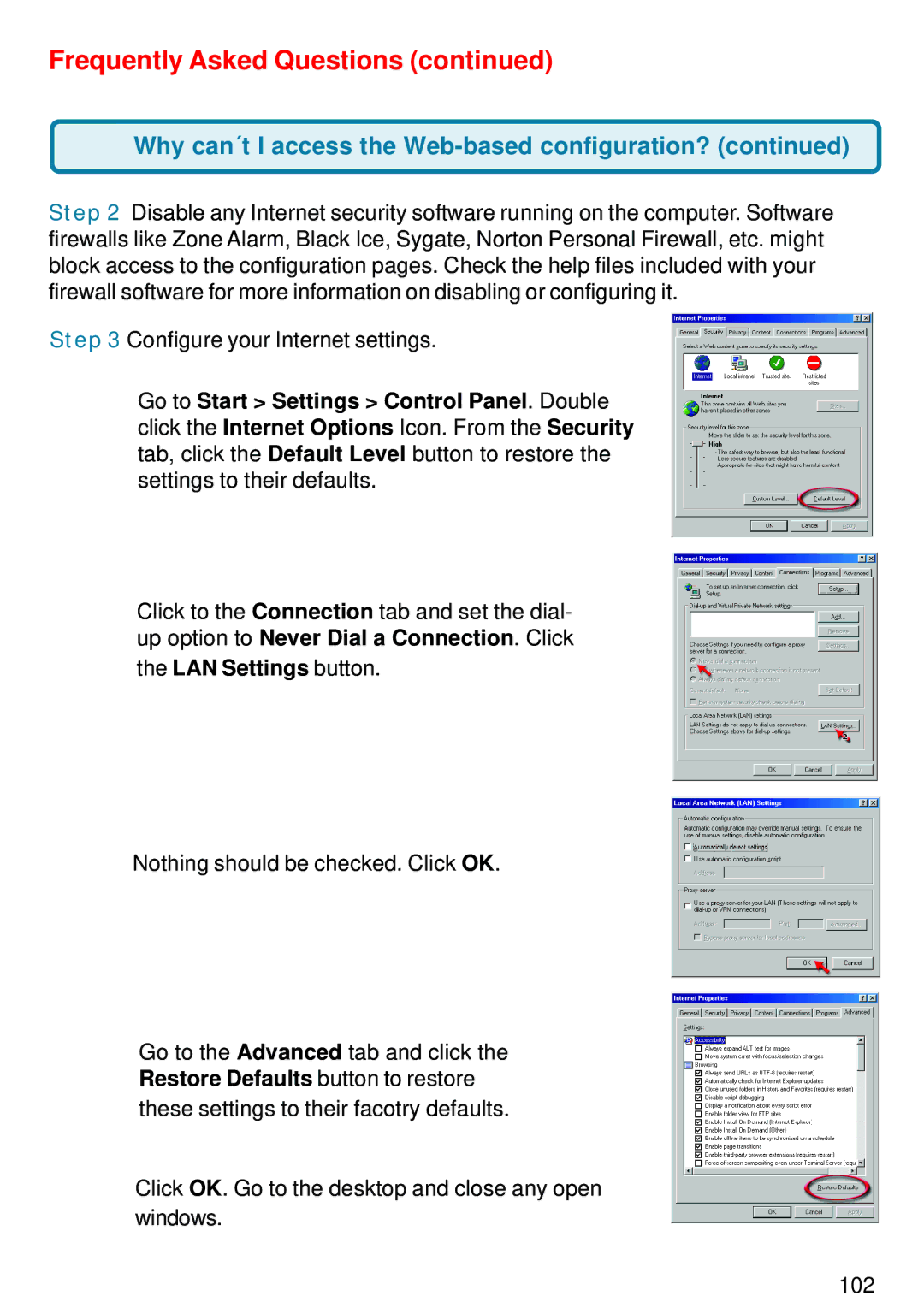 D-Link DI-824VUP manual LAN Settings button 