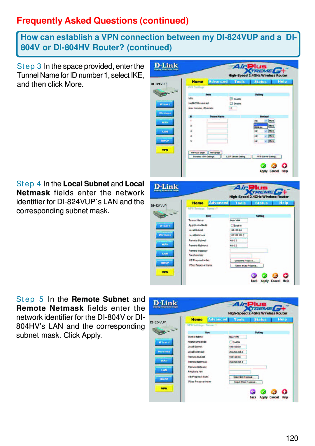 D-Link DI-824VUP manual 120 