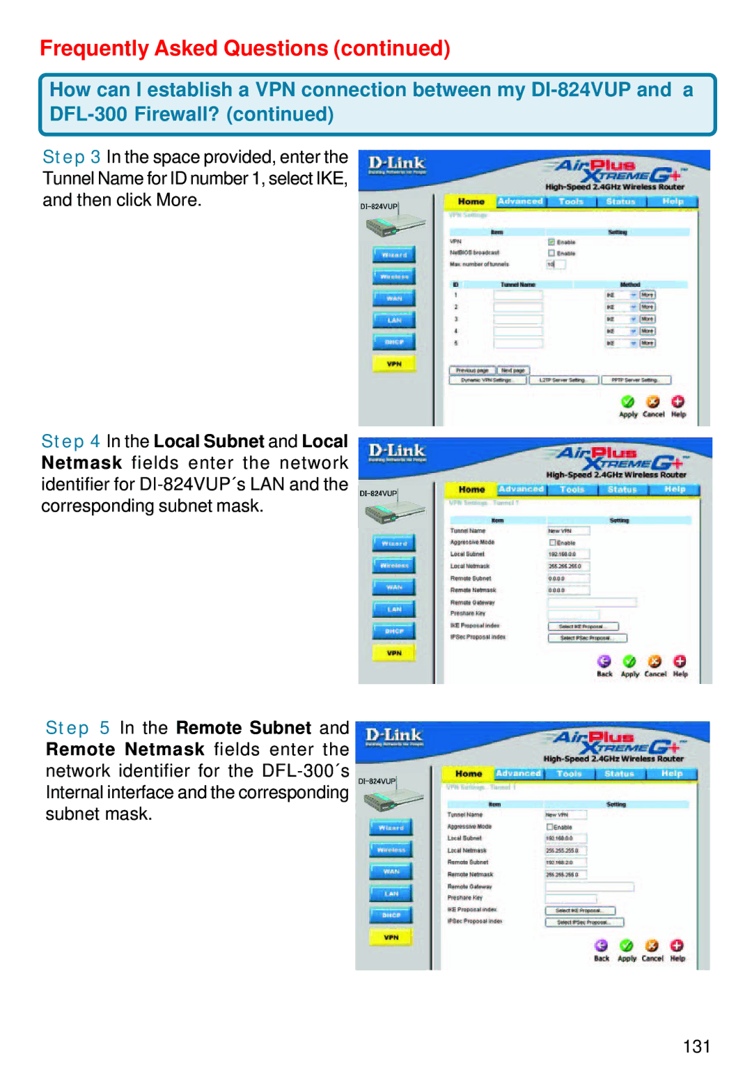 D-Link DI-824VUP manual 131 