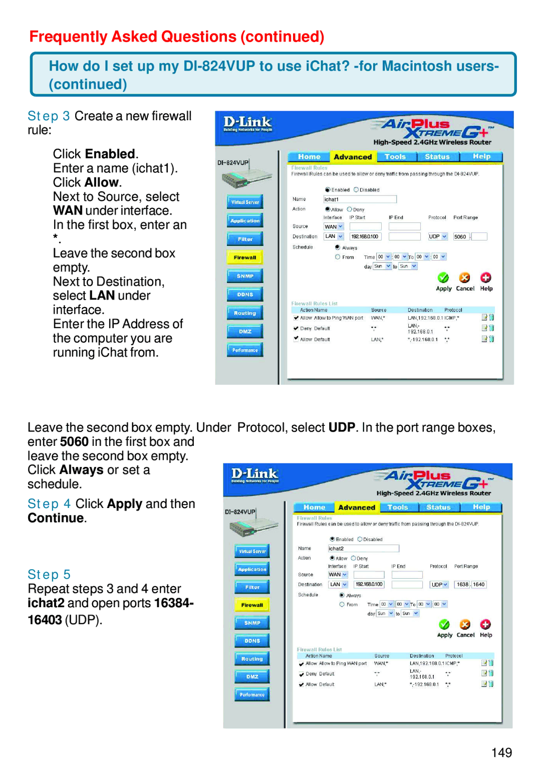 D-Link DI-824VUP manual Step, 16403 UDP 