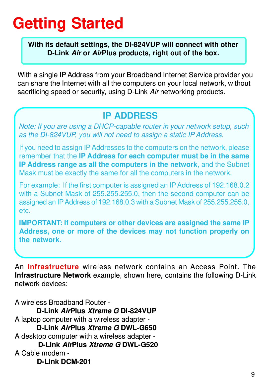 D-Link DI-824VUP manual Getting Started 