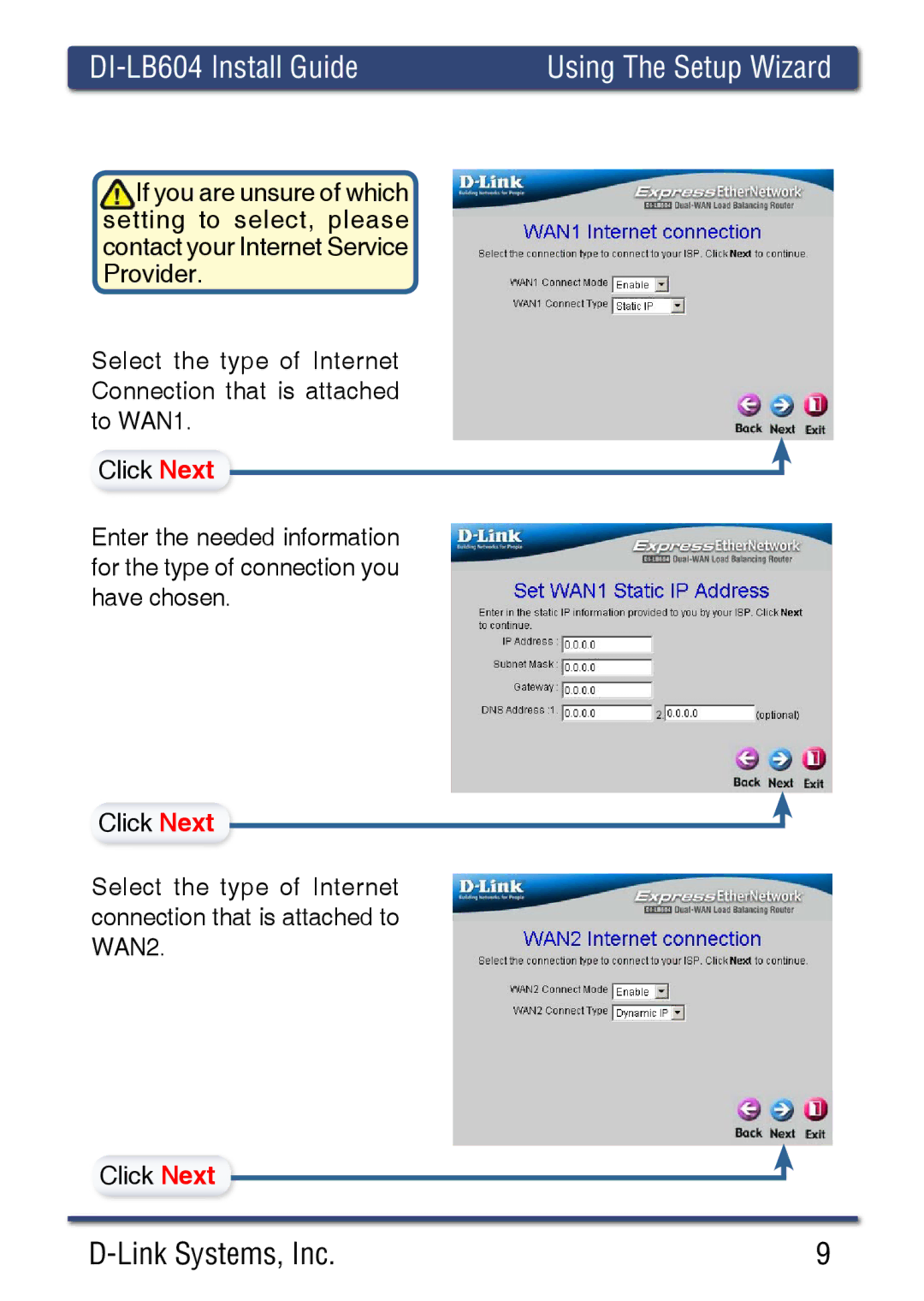 D-Link DI-LB60 manual Using The Setup Wizard 