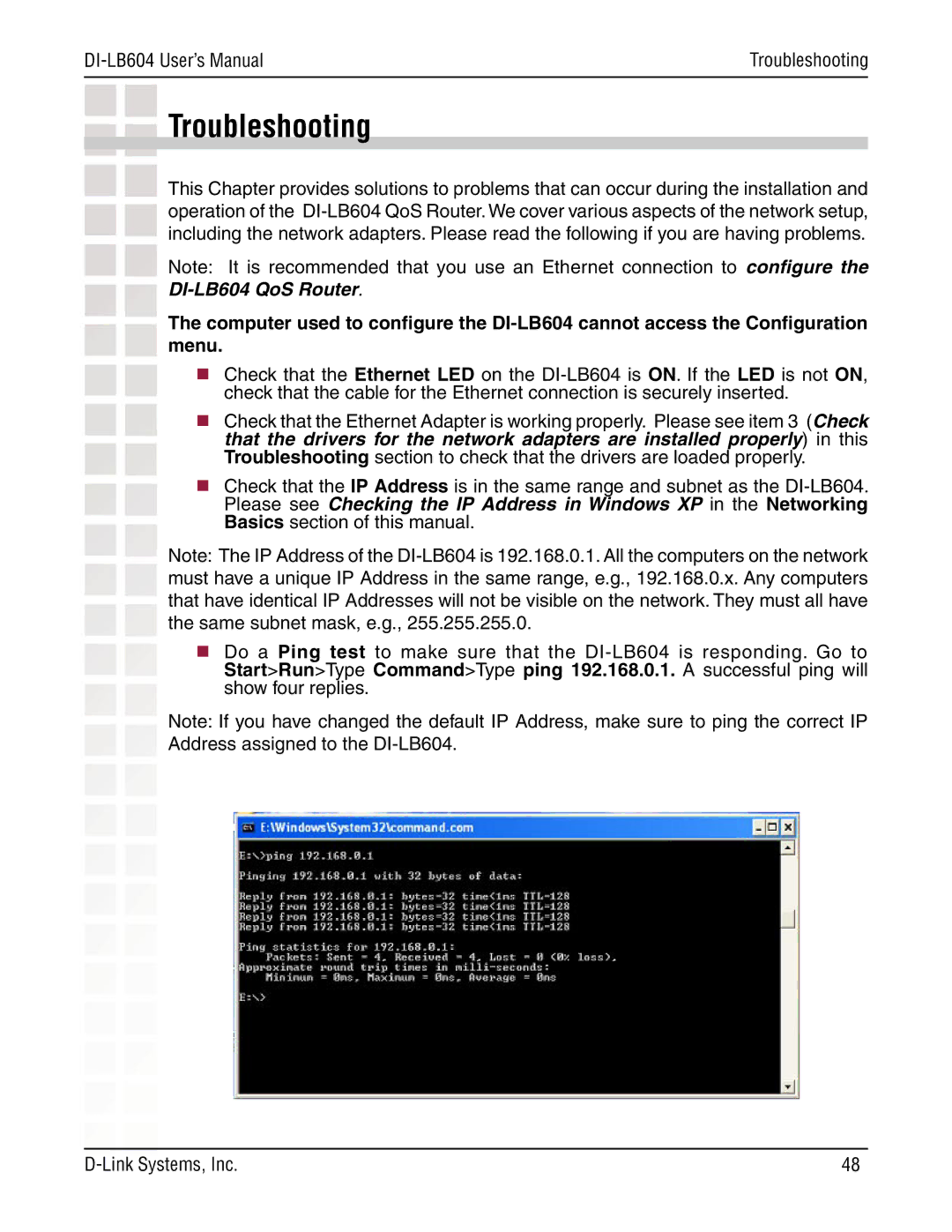 D-Link DI-LB604 manual Troubleshooting 